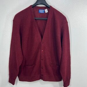 Vtg 60s Pendleton Wool Cardigan Mens XXL Burgundy Maroon Academia Grandpacore